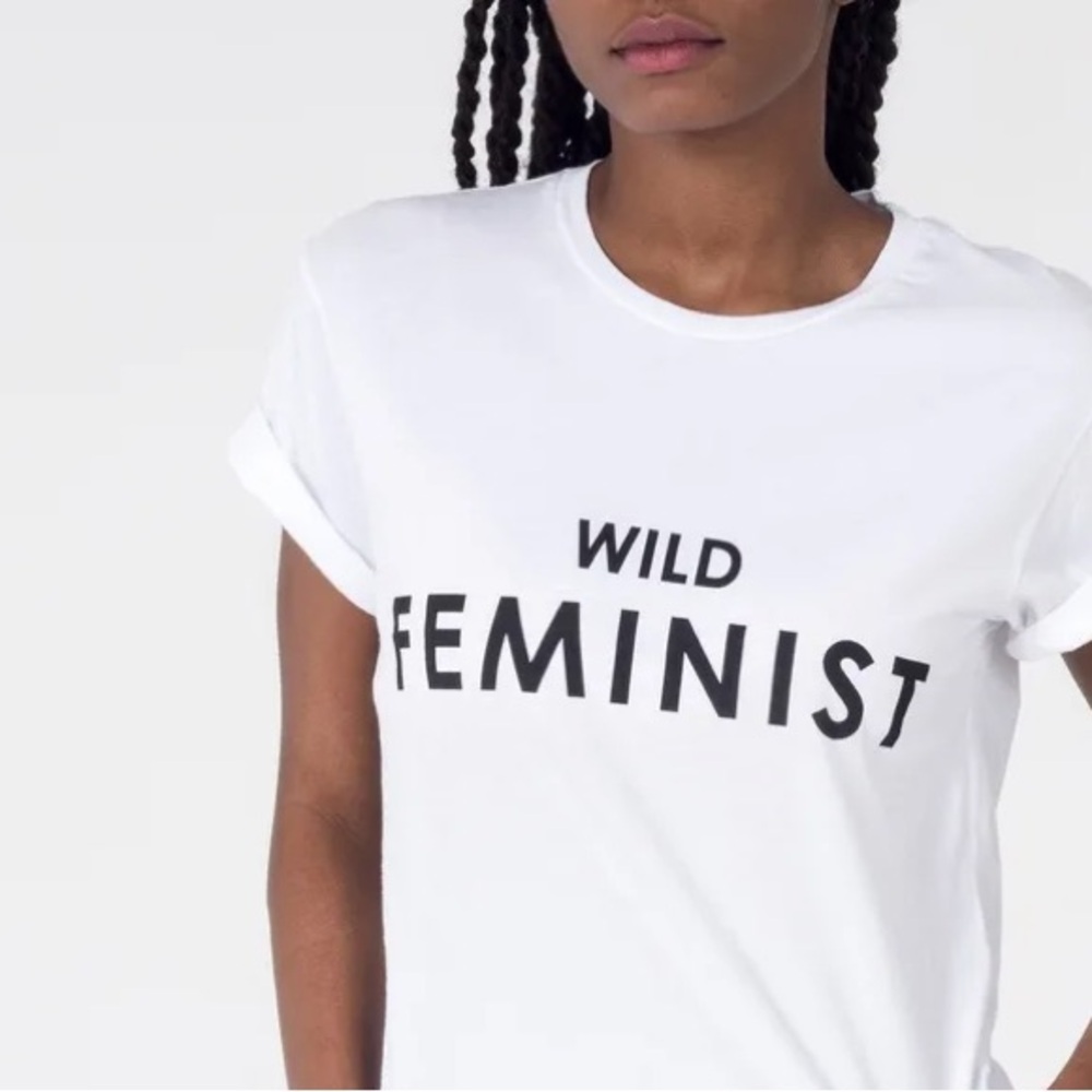 NWT Wildfang White 'Wild Feminist' Short Sleeve Tee
